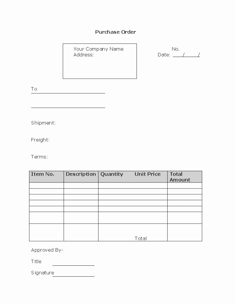 Purchase order form Template
