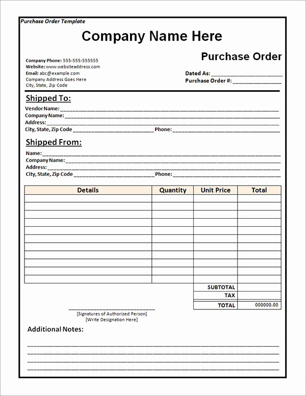 Purchase order Template 10 Download Free Documents In