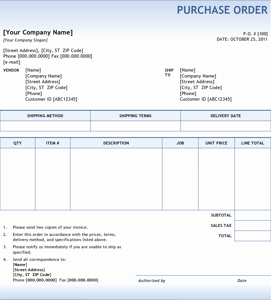 Purchase order Template