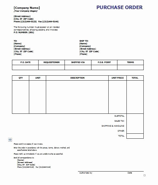 Purchase order Template 8 Free Excel Word Template