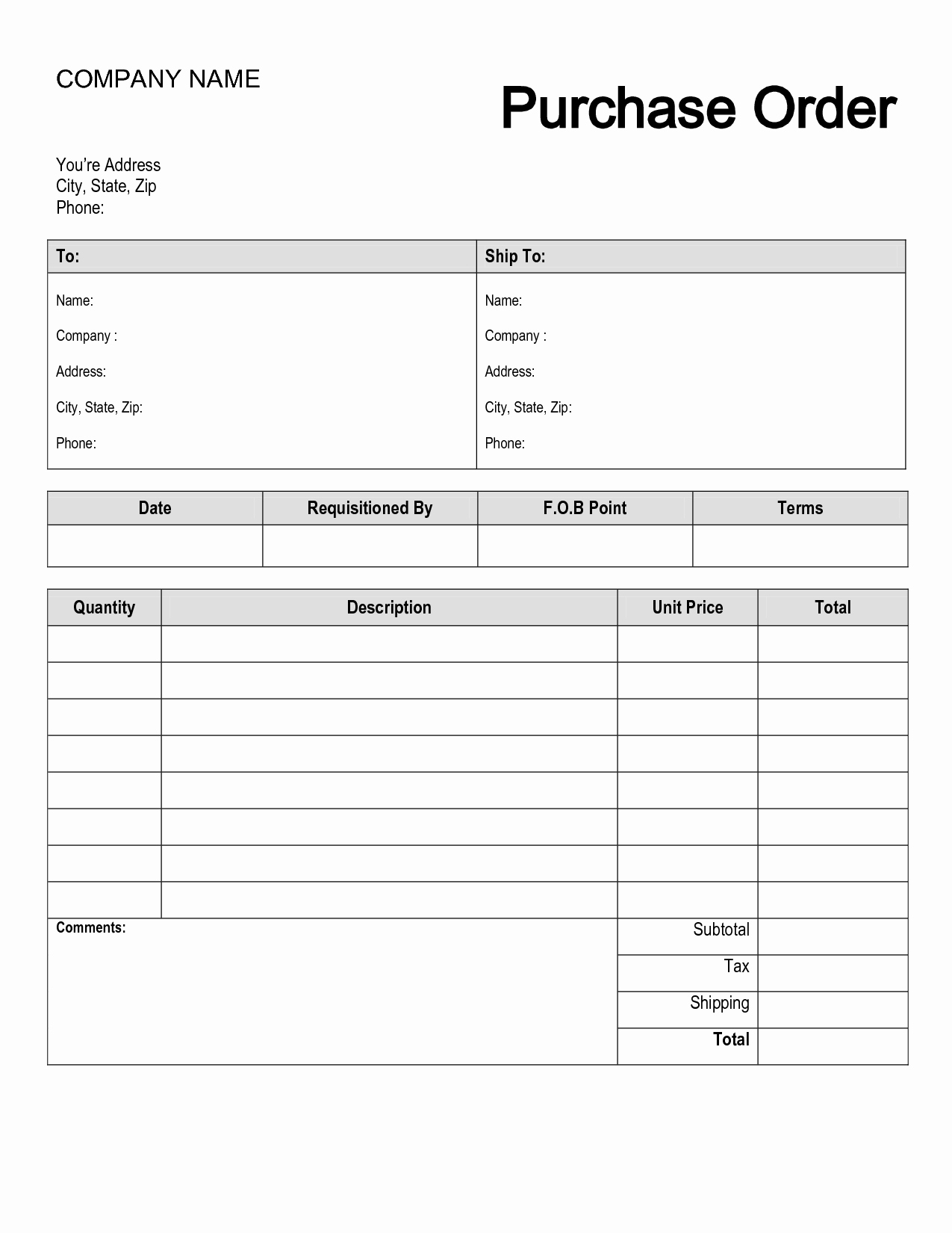 Purchase order Template Pdf Templates Collections