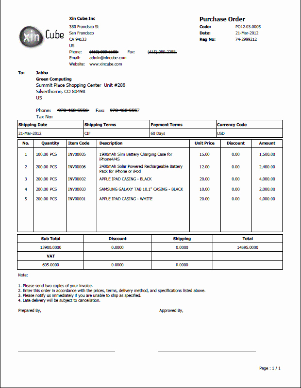 Purchase order Template Po Template Sample Purchase order