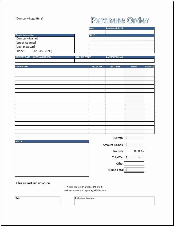 Purchase order Template Spreadsheetshoppe
