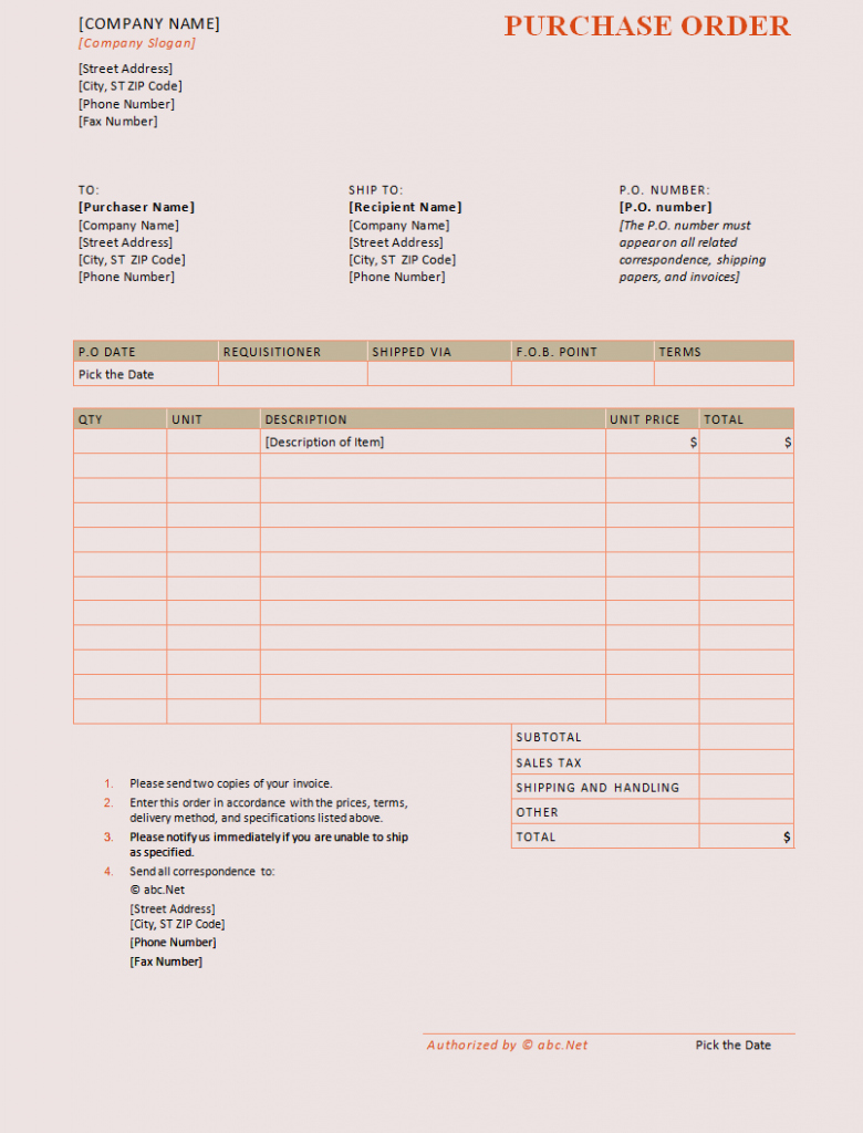 Purchase order Template Word Templates Trakore Document