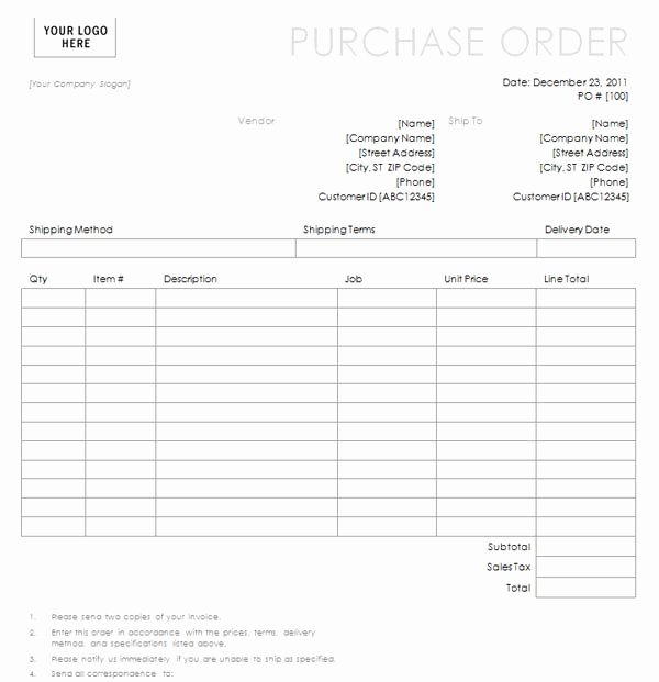 Purchase order with Simple Lines Design