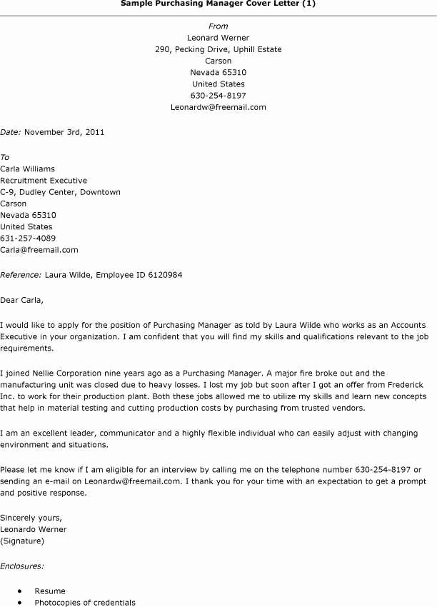 Purchasing Manager Cover Letter Letter Template