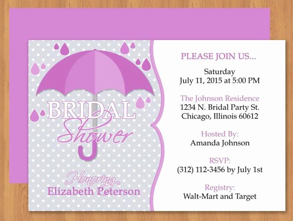 Purple Umbrella Bridal Shower Invitation Editable Template