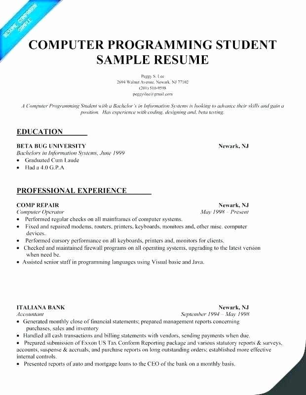 Puter Science Entry Level Resume Best Puter