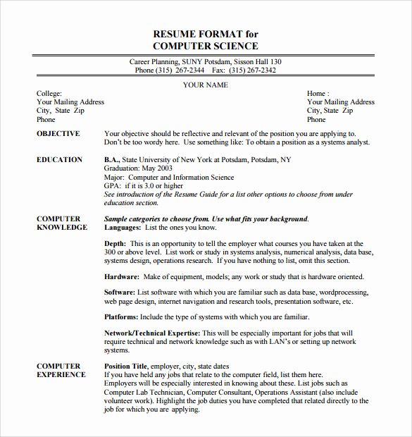 Puter Science Resume 11 Download Free Documents In