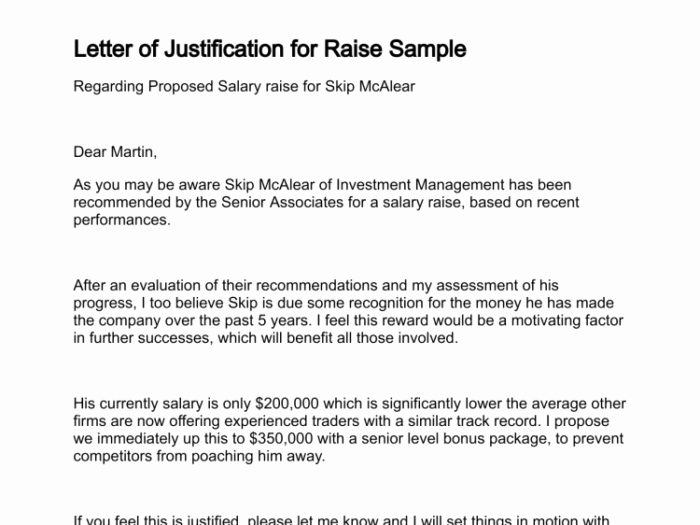 Qualified Letter Justification for Raise Salary
