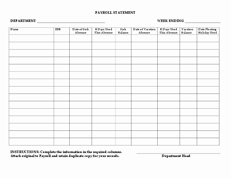 Qualified Payroll Statement Template Sample V M D
