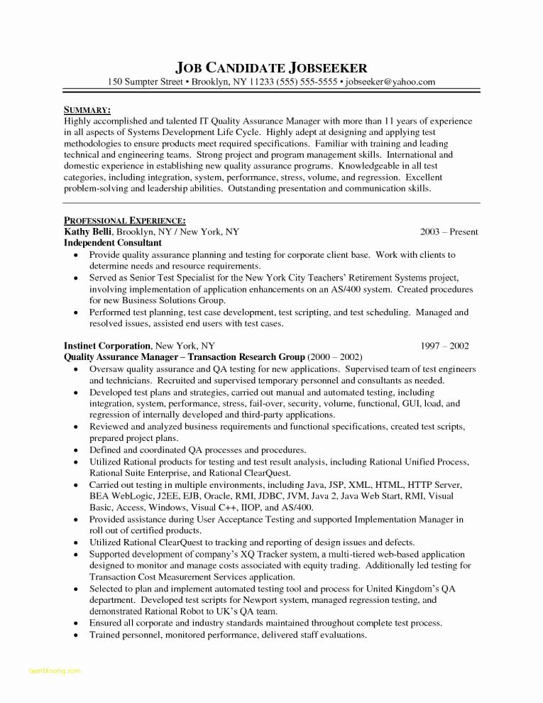 Quality assurance Lead Resume Cover Letter Ideas On