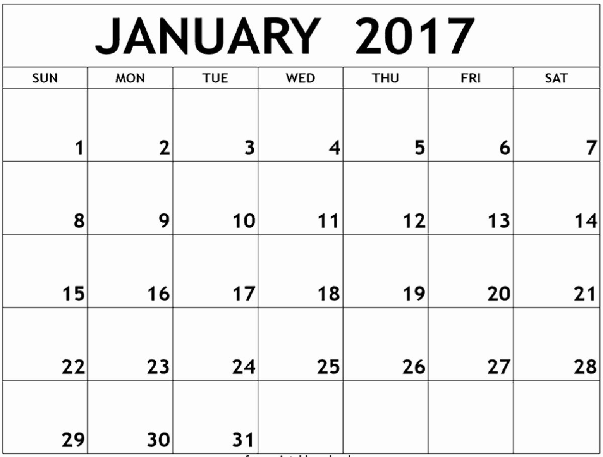 &quot;january 2017 Excel Calendar Template&quot;