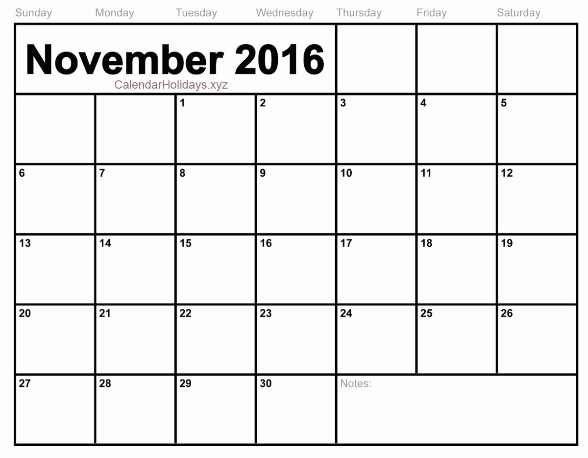 november 2016 word calendar printable