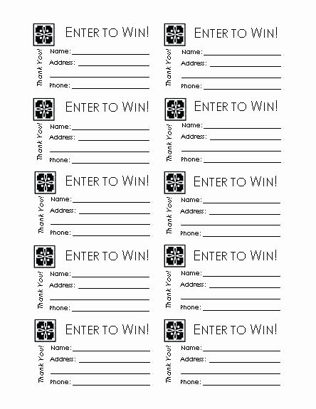 Raffle Entry form Template Free Printable Contest Entry