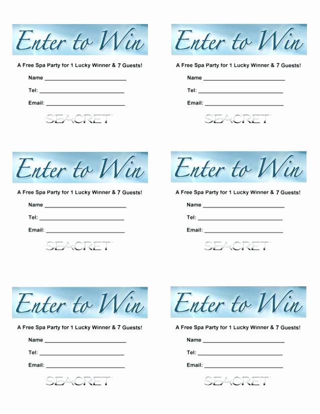 raffle ticket template enter to win free word