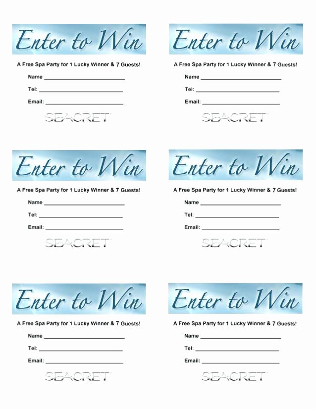 Printable Enter To Win Template Word