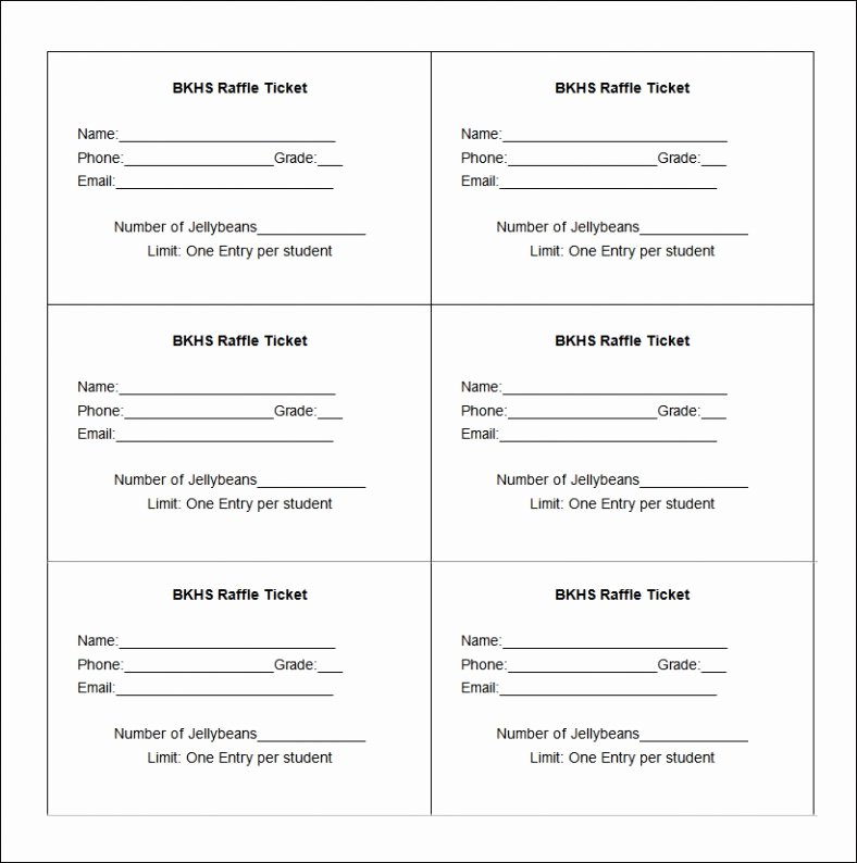 Raffle Ticket Template Excel