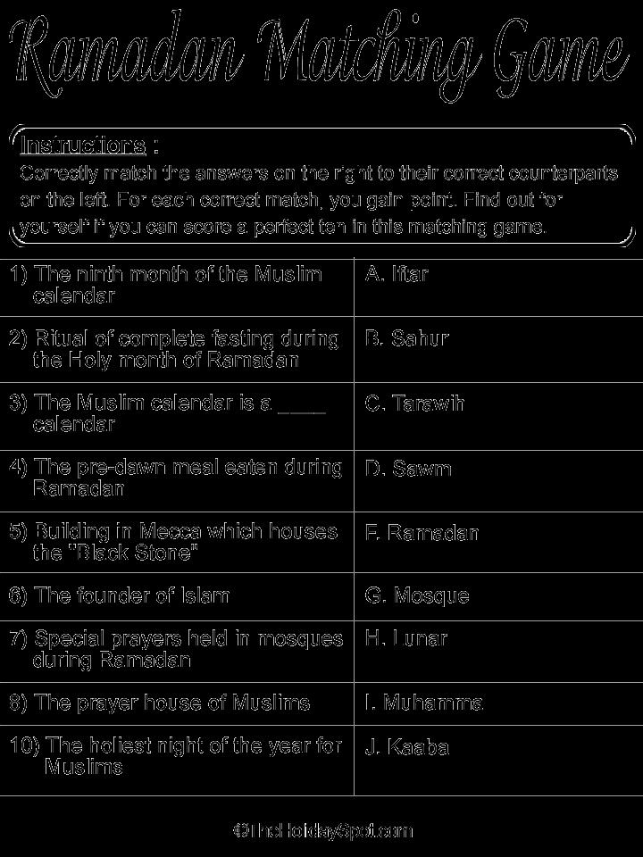 Ramadan Matching Game Template