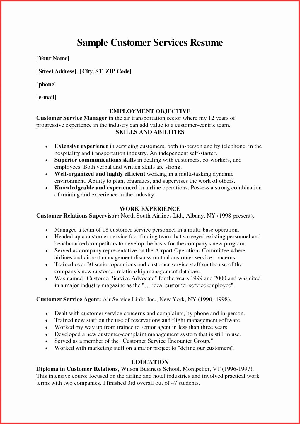 Ramp Agent Job Description Resume Customer Service