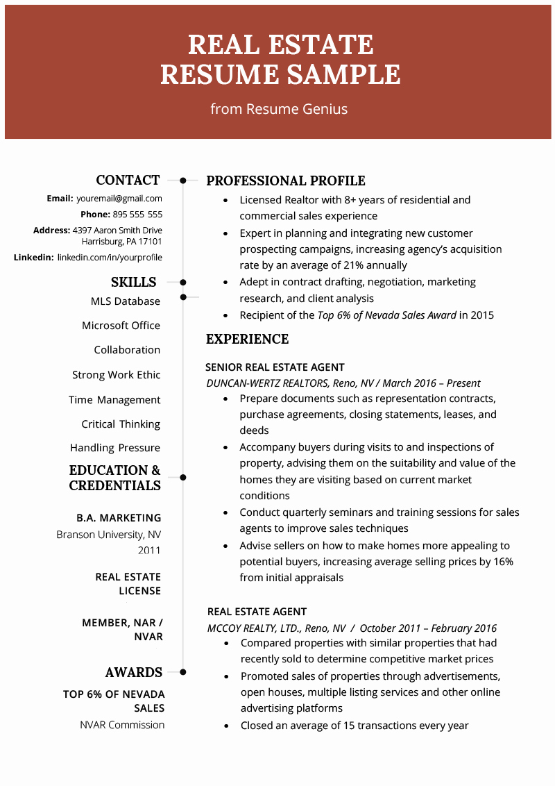 Real Estate Agent Resume &amp; Writing Guide