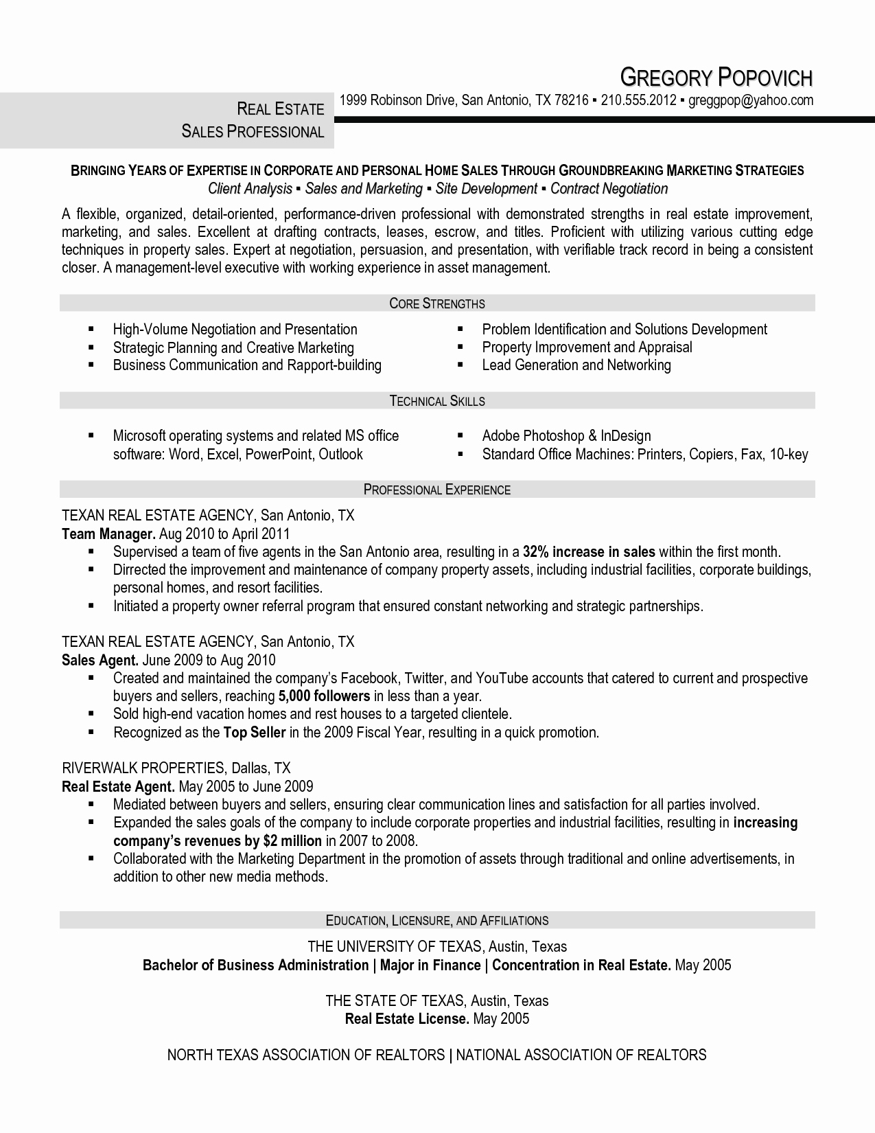 Commercial Real Estate Broker Resume Free Resume Templates 