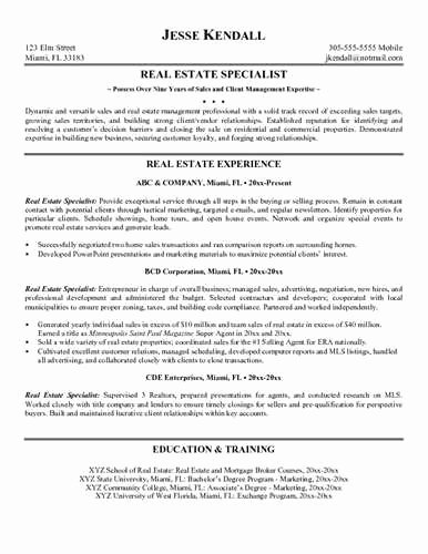 Real Estate associate Resume Example