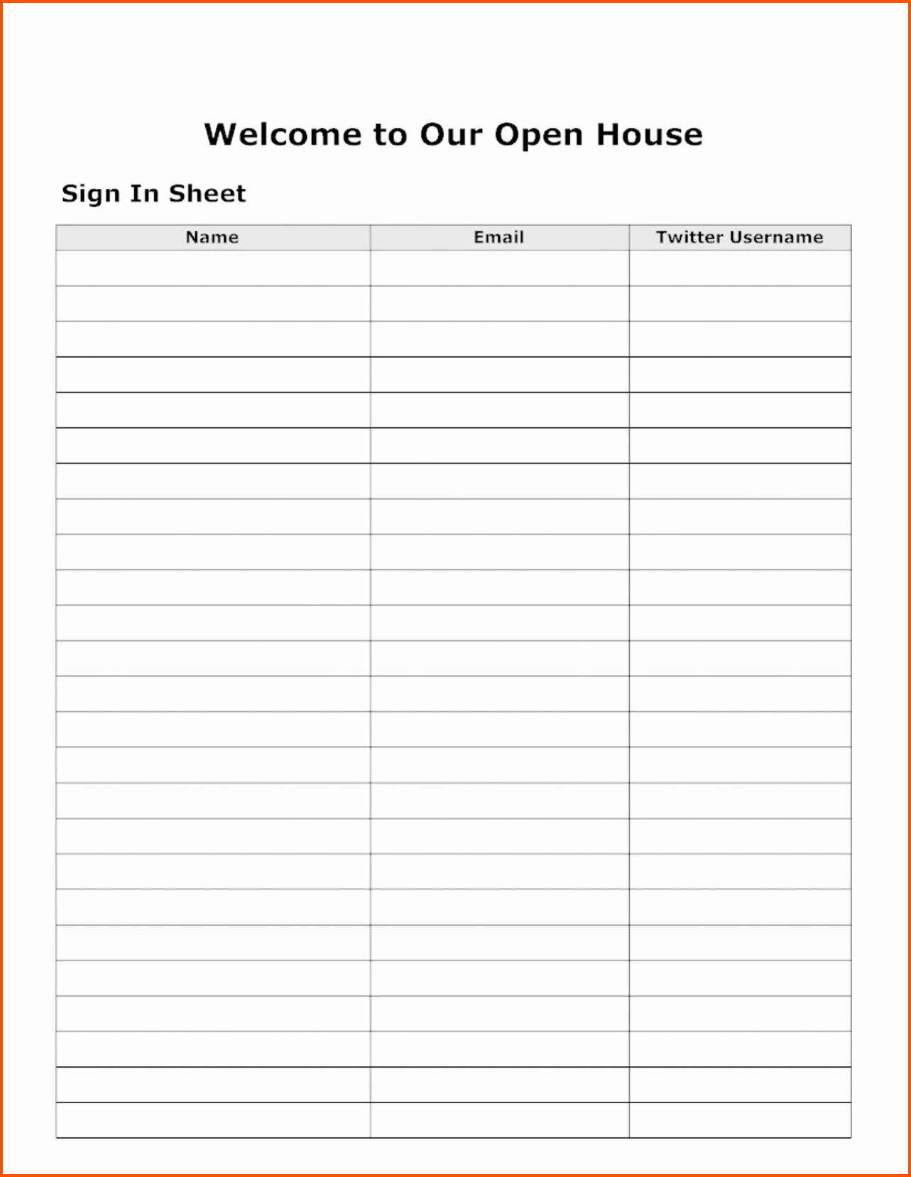 Real Estate Open House Sign In Sheets