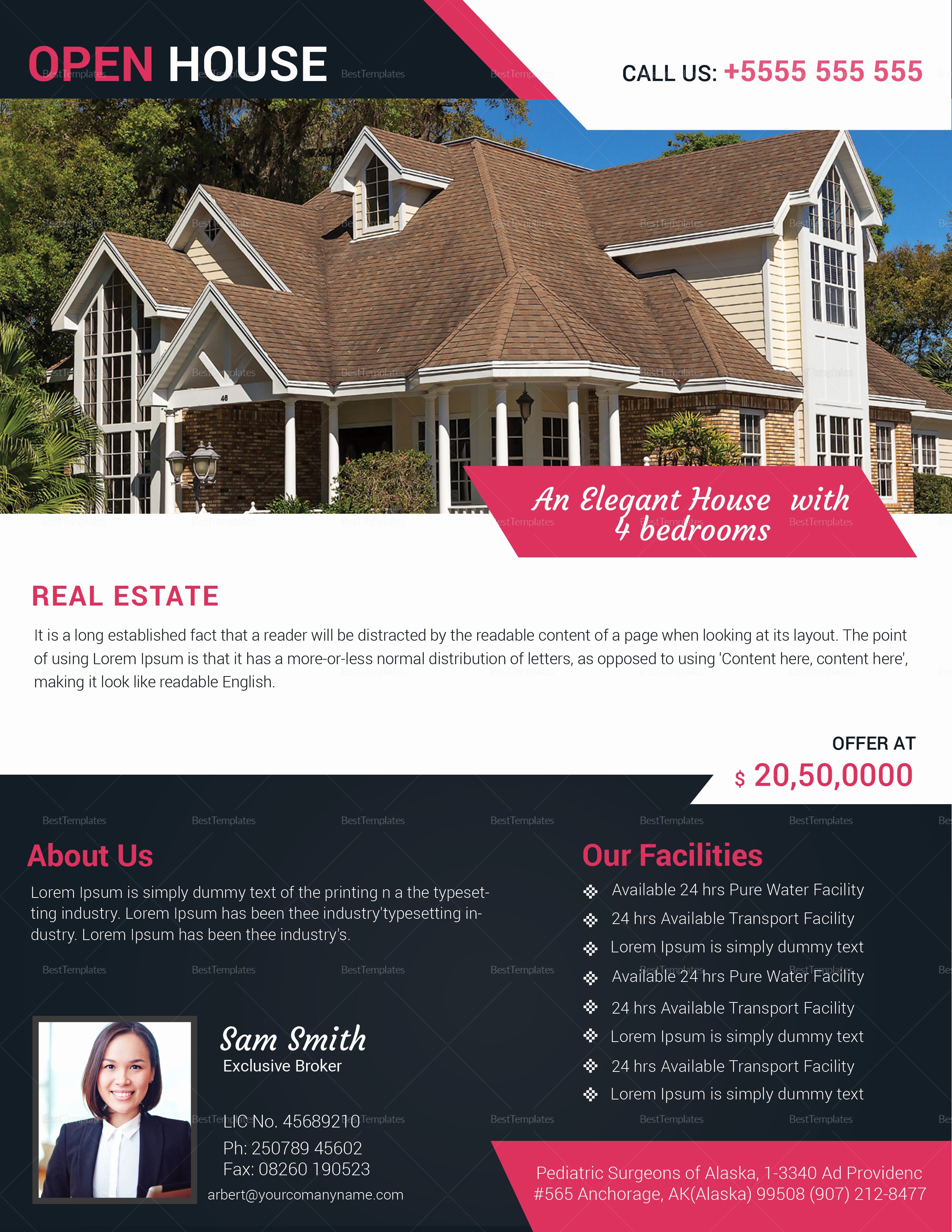 Realtor Open House Flyer Design Template In Word Psd
