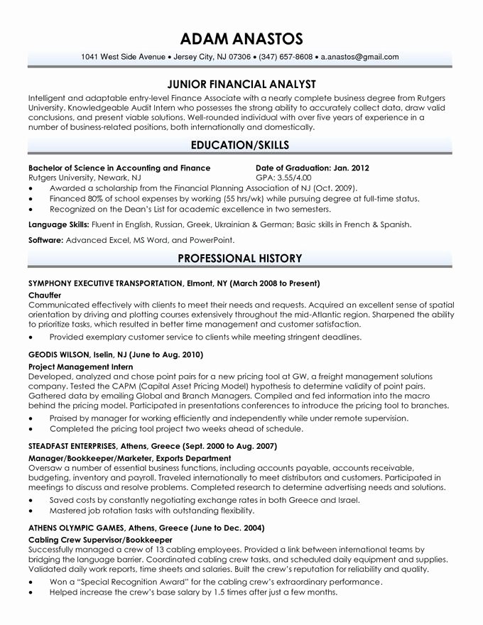 Recent Graduate Resume Sample Best Resume Collection