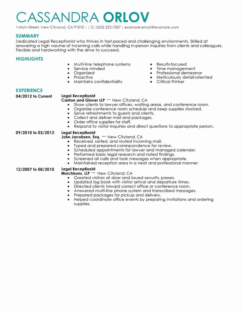 Receptionist Job Description Resume Resume Example