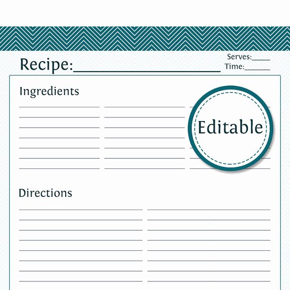 Recipe Card Full Page Fillable Printable Pdf by