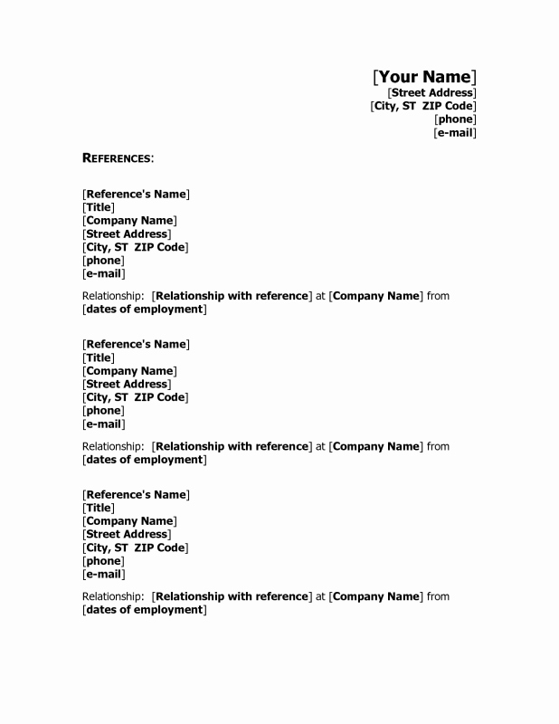 Reference Resume format Reference Page Sample Reference