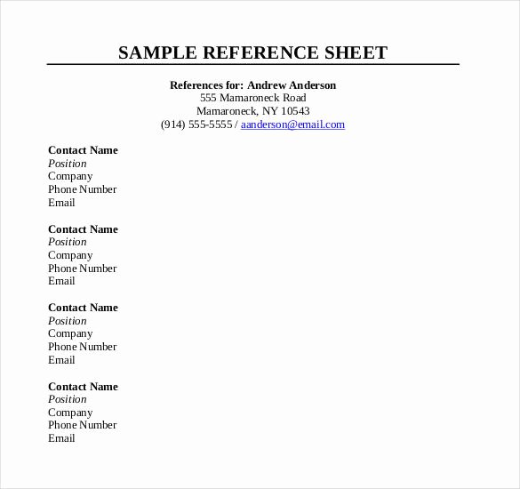 Reference Sheet Template 30 Free Word Pdf Documents
