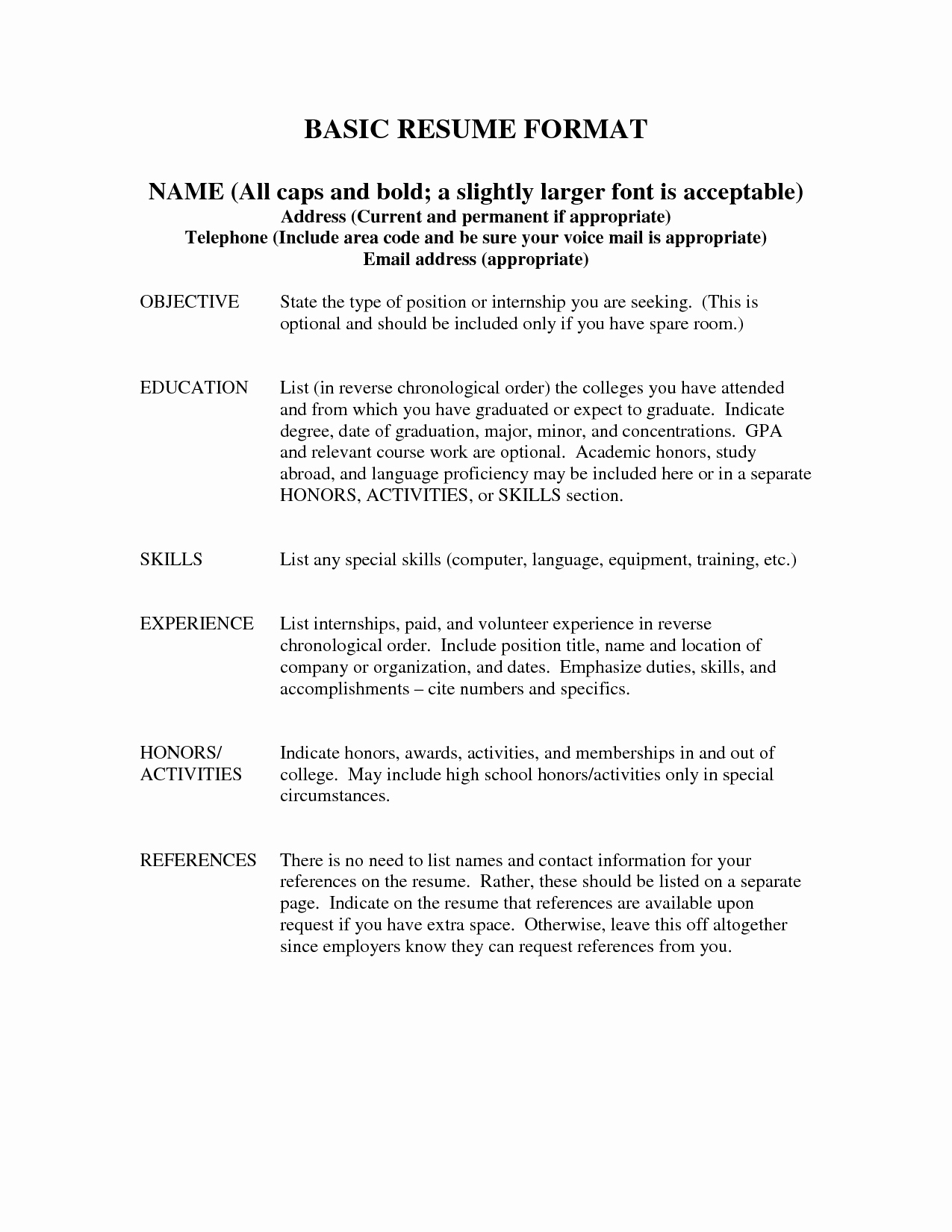 Reference Template for Resume