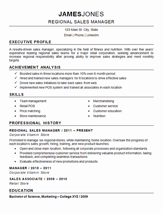 Regional Sales Manager Resume Example Nutrition Fitness