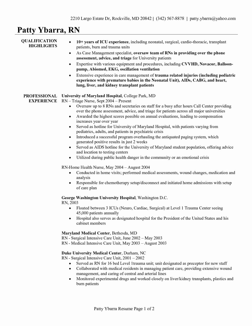 Registered Nurse Resume Templates Resumes 343