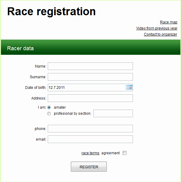 Registration form Template Free Download