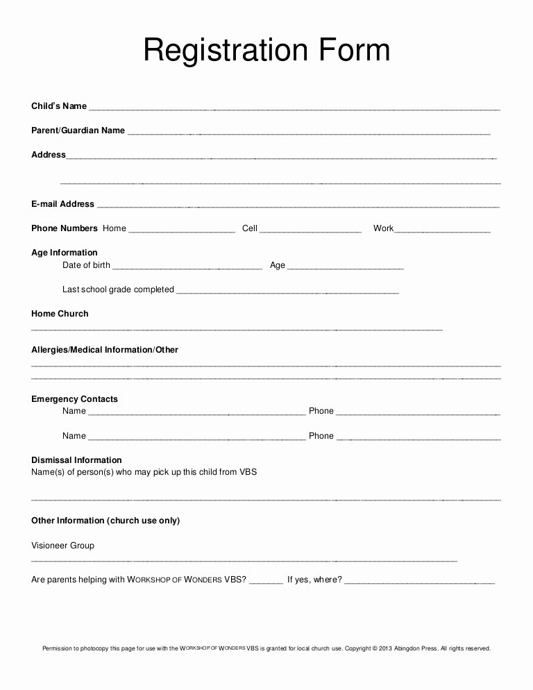 Registration form Vbs