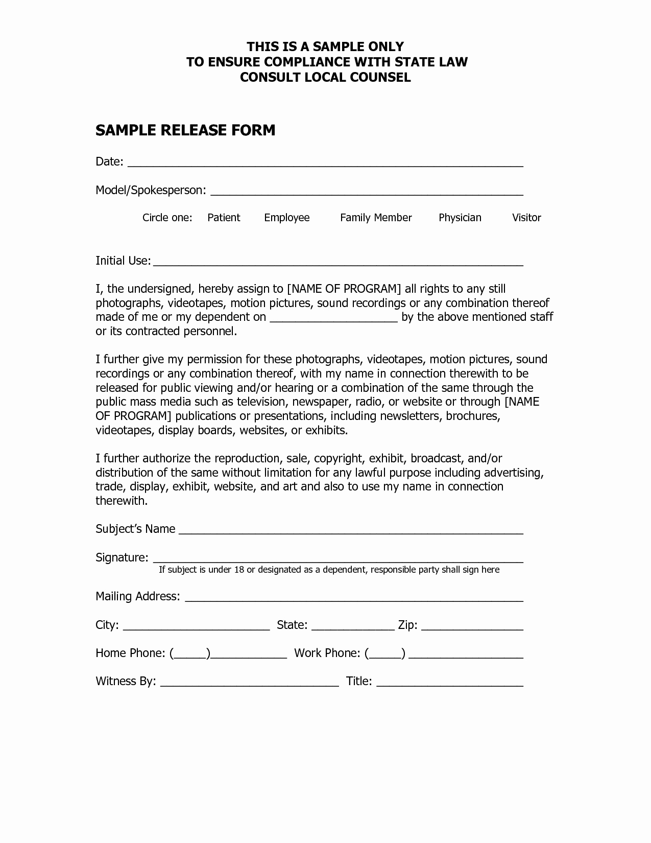 Release form Template