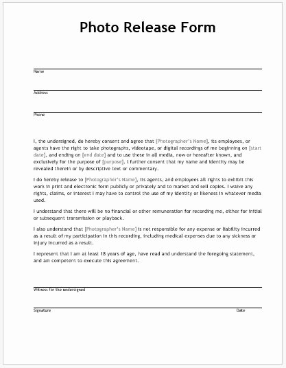 Release form Templates for Ms Word