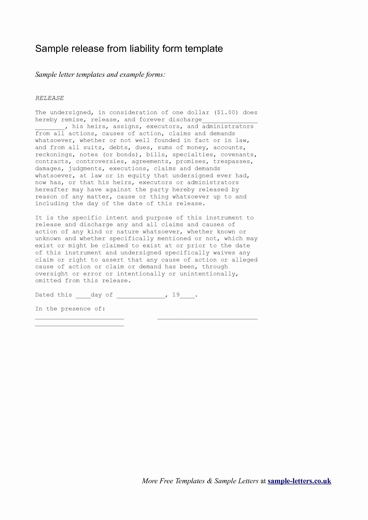 Release Liability Letter Portablegasgrillweber