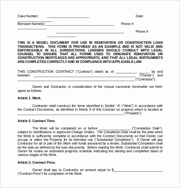 Remodeling Contract Template 9 Download Free Documents