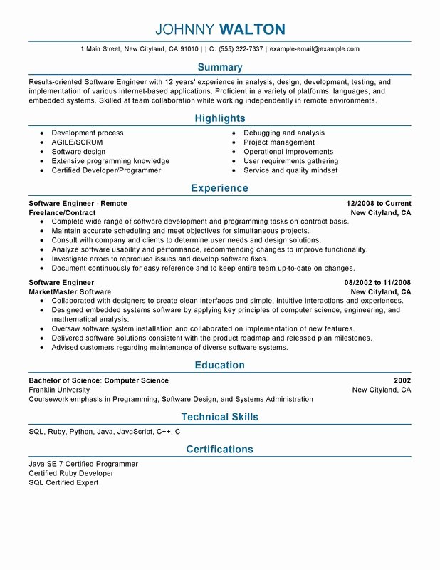 Remote software Engineer Resume Examples – Free to Try