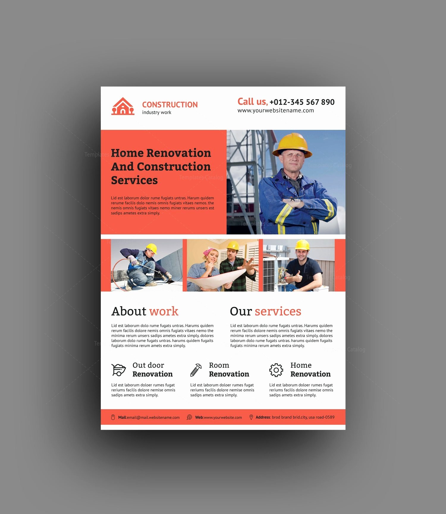 renovation construction flyer design template