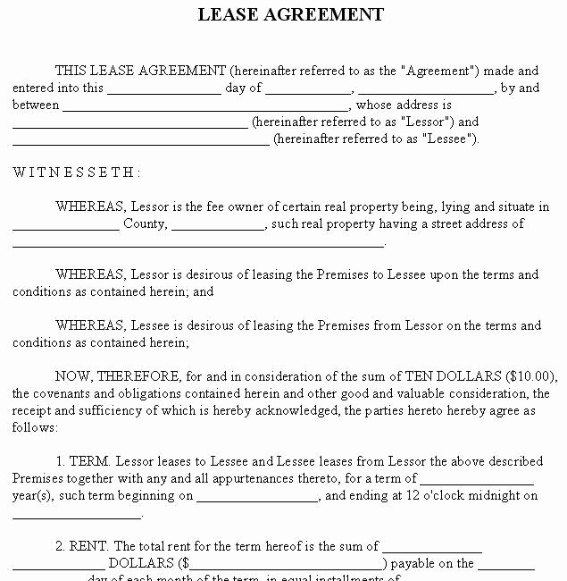 Rental Agreement forms Lease Agreement form