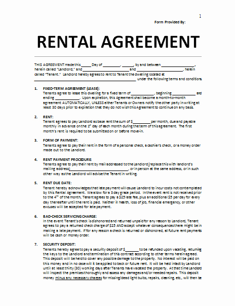 Rental Agreement Template 25 Templates to Write Perfect