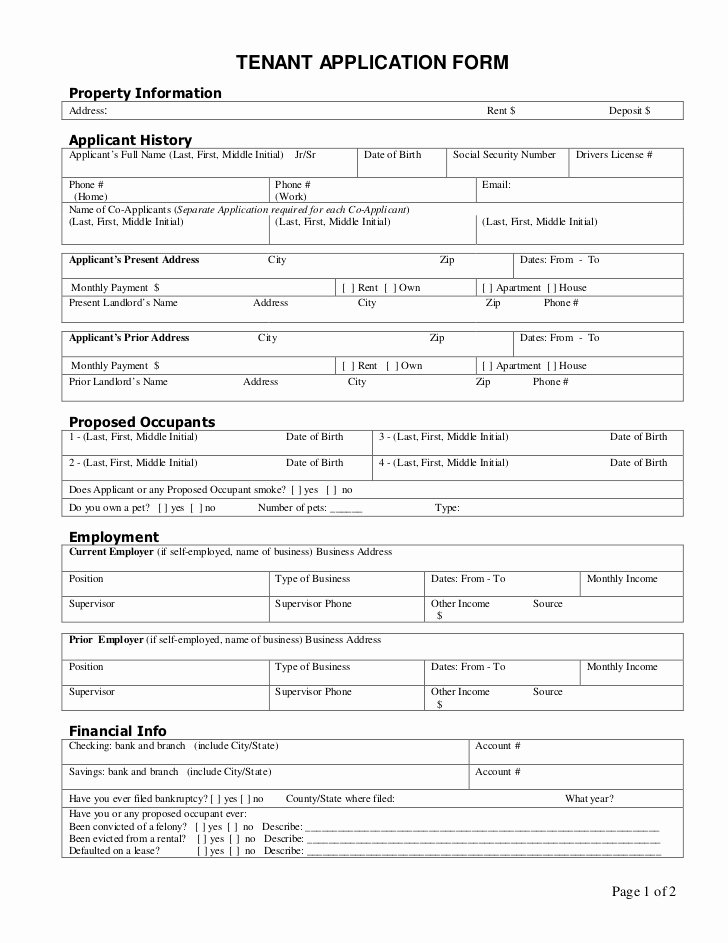 rental application template