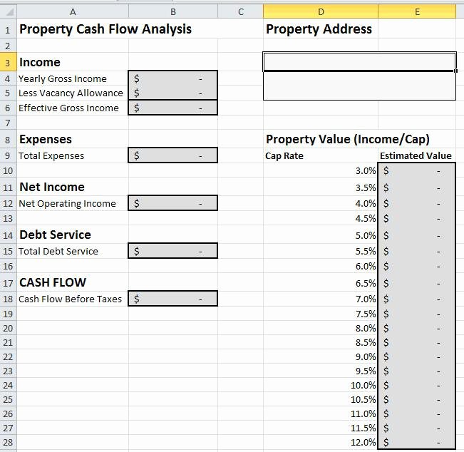 Rental Cash Flow Analysis Spreadsheet for Excel