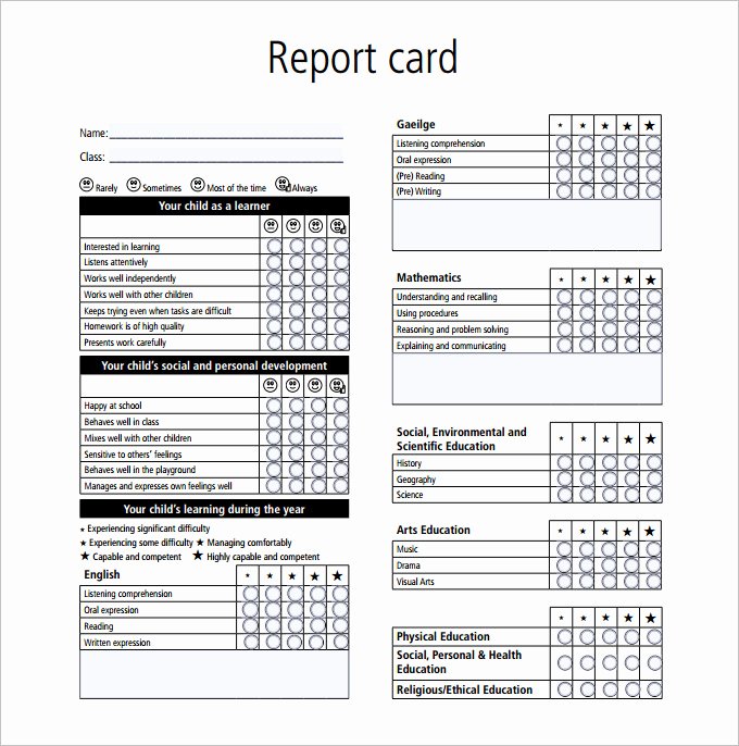 Report Card Template 28 Free Word Excel Pdf Documents